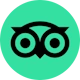 Tripadvisor logo featuring an owl with large eyes on a teal background.